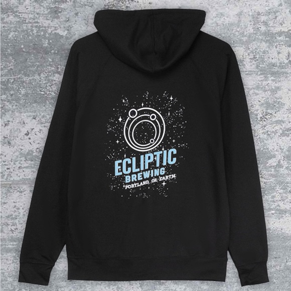 Ecliptic Brewing Black Zip-up Hoodie Size Small, Unisex fit - Picture 2 of 9